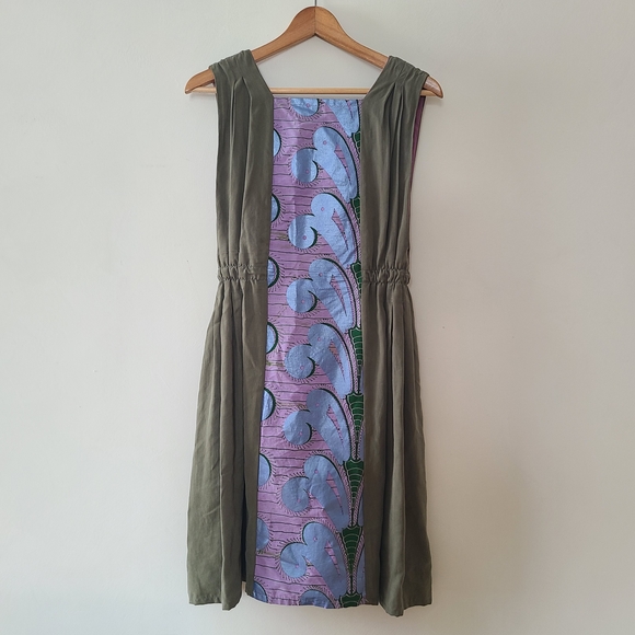Dresses & Skirts - Olive and Purple Patterned Dress. Made In Montreal